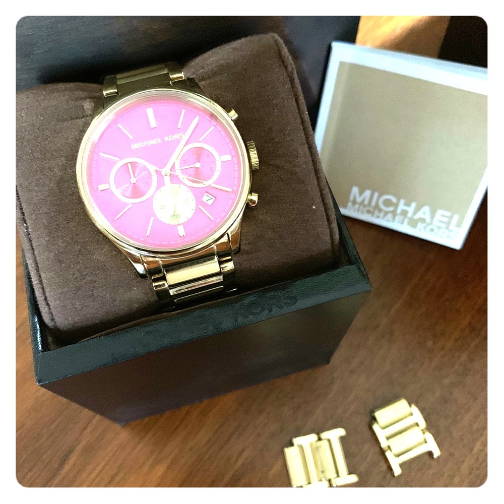 Michael Kors Watch - Gold w/Hot Pink Face